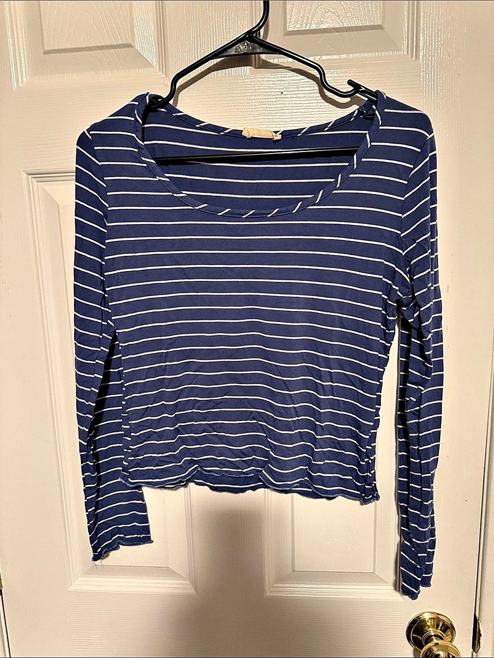 Olivia Rae Striped Long Sleeve Top in Blue & White Like New